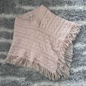 Banana Republic pink cable knit lambswool Angora poncho size XS/S